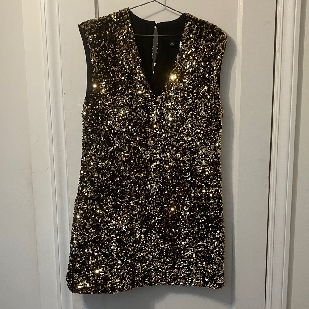Banana Republic Black and Gold Sequin Mini Dress